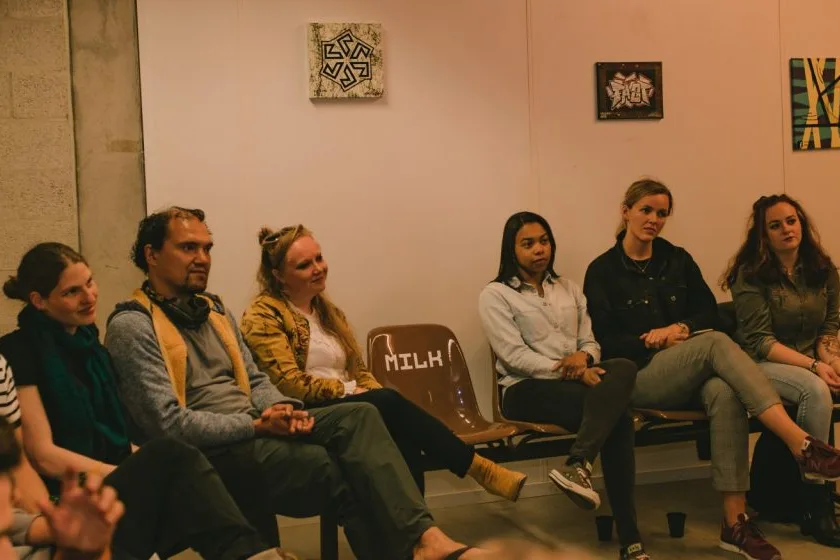 Audience, six people.