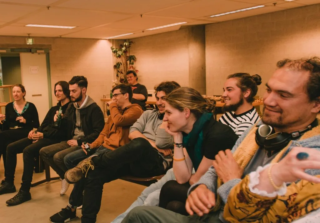 Audience, nine people.