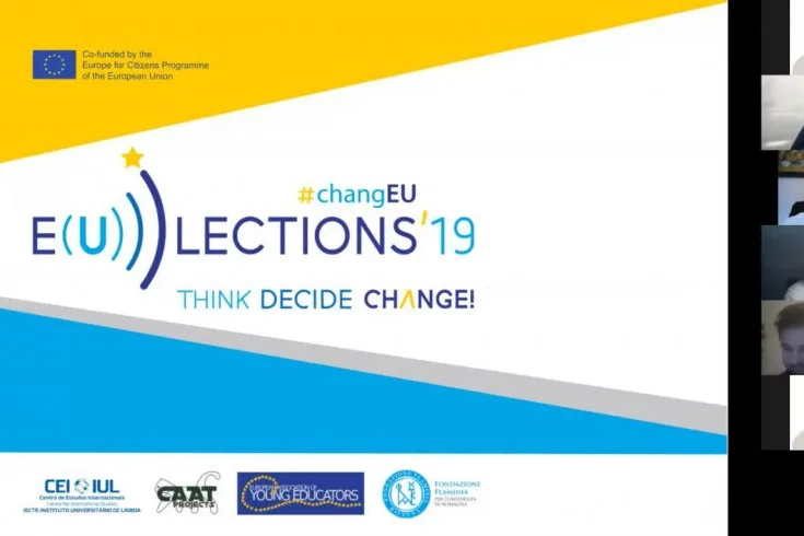 Videoconference still showing the project and partners' logos.