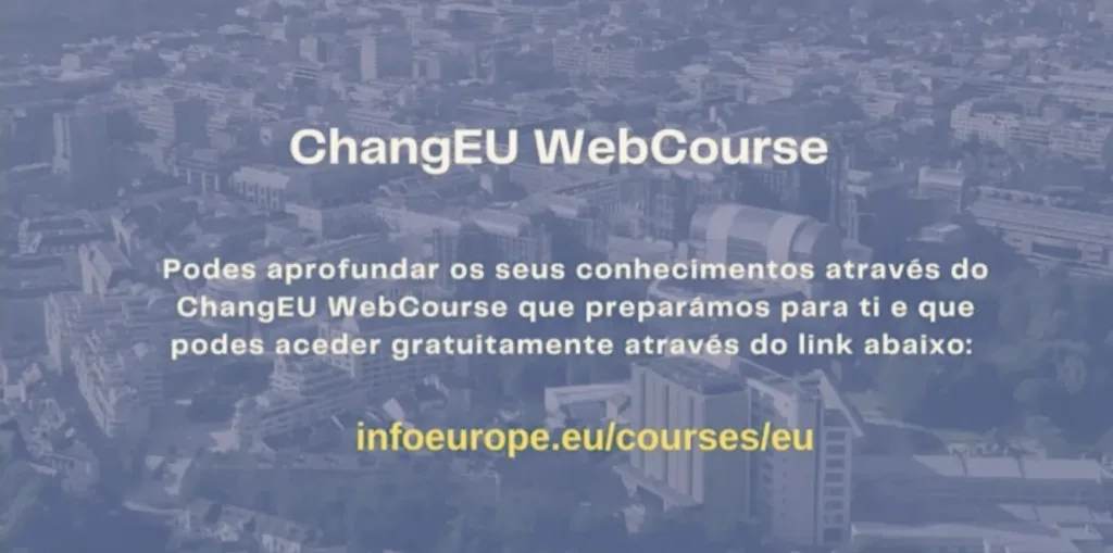 Videoconference still showing course name, additional information and a link to it.