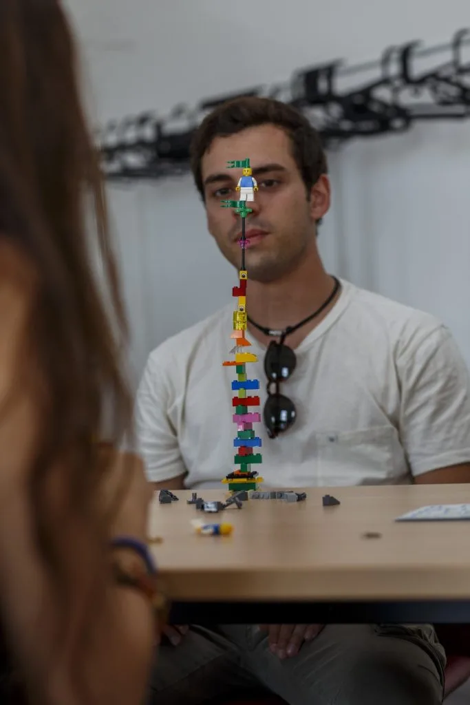 Lego construction with its author.