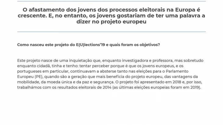Text showing the answer to the question "How did this E(U)lections'19 came to be and what were its objectives?"