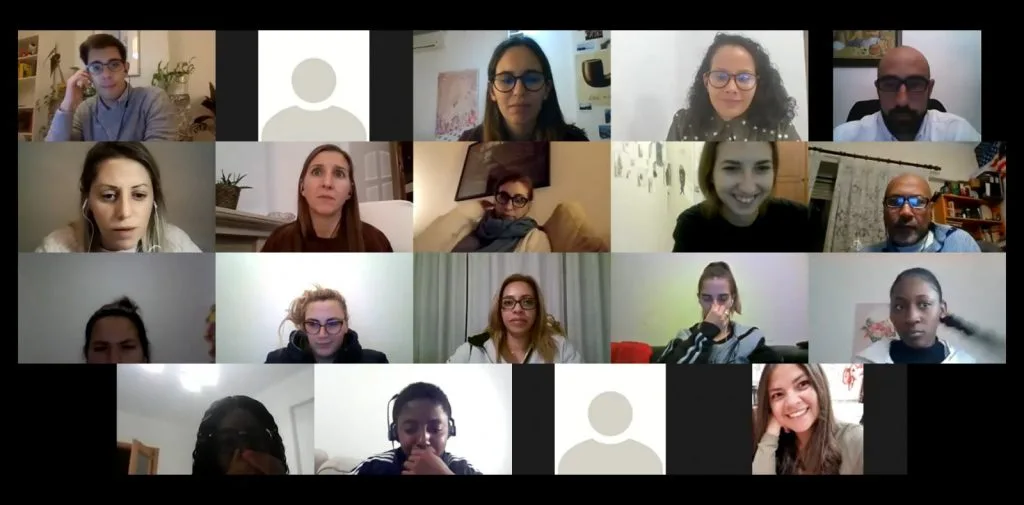 Videoconference still of the participants pictures.